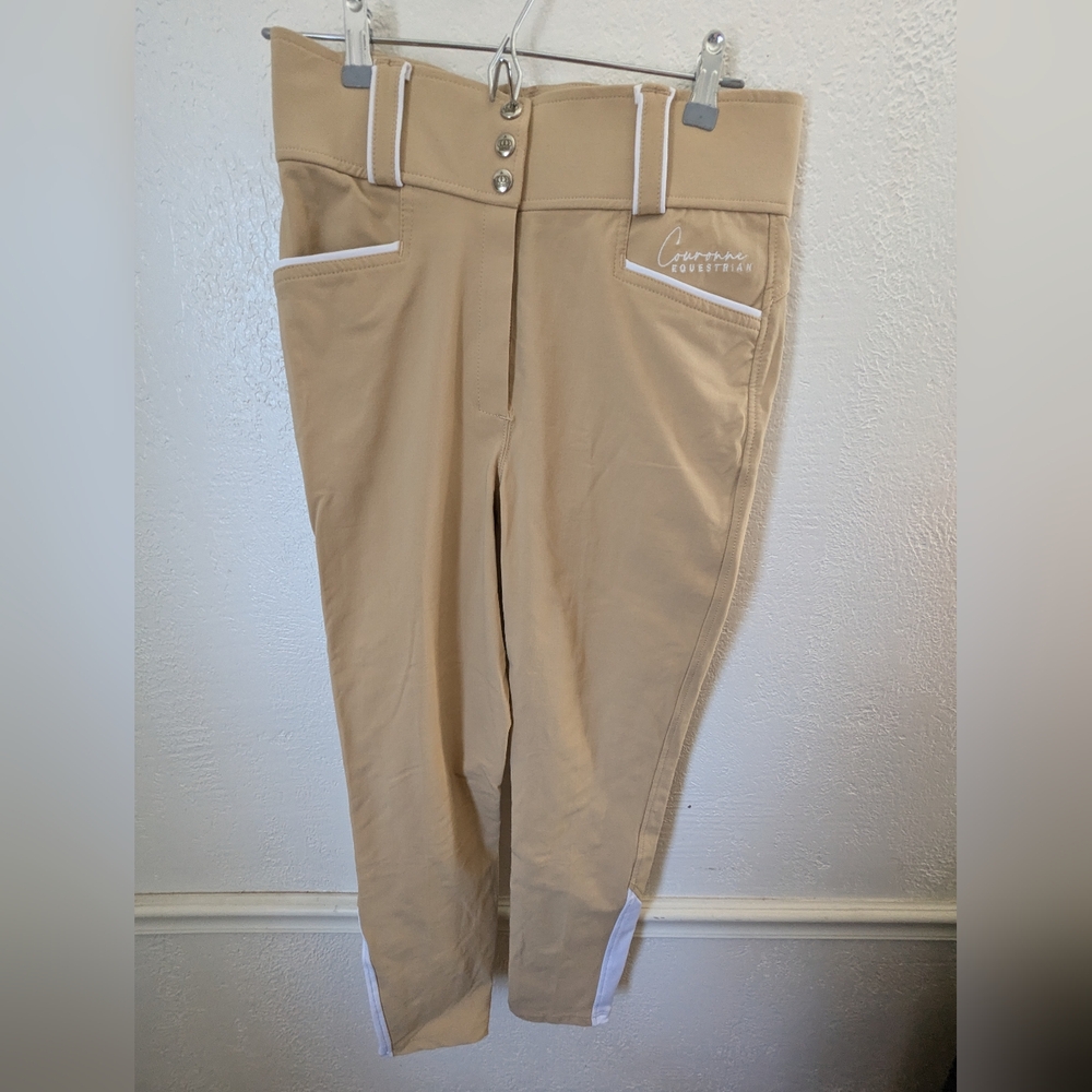 Couronne Equestrian Riding Breeches Mid Rise Sand Tan